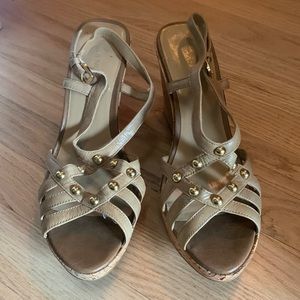 Franco Sarto beige wedges